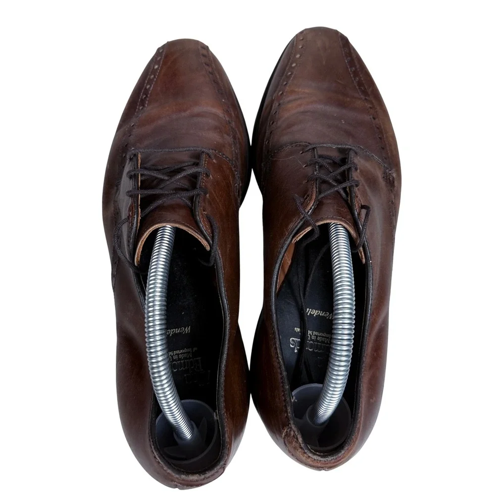 Allen Edmonds Wendell Dress Shoes Mens 10 D Brown Leather Brogue Split Toe Derby